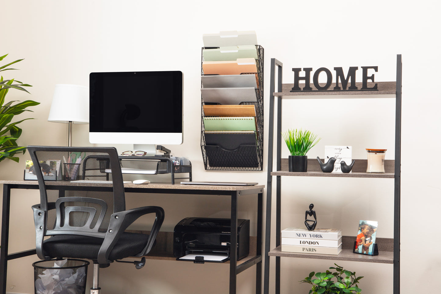 Mind Reader Wall Mounted File Organizer, 8 Tier Wire Mesh Document Holder with Label Slots, Vertical Storage Rack for Office, Mail, and Folders, Black