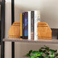 Mind Reader Rustic Wood Block Bookends, Natural Decorative Holders for Books and Magazines, Non-Slip Desk or Shelf Organizer, Set of 2, Brown