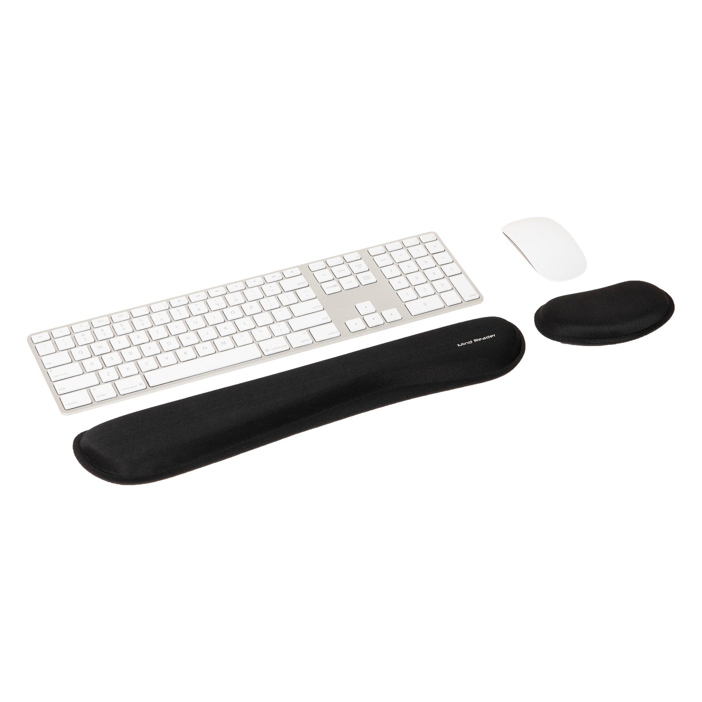 Mind Reader Ergonomic Keyboard and Mouse Wrist Rest Set, Gaming Accessory, Memory Foam, 16.75"L x 3"W x 0.75"H, Black