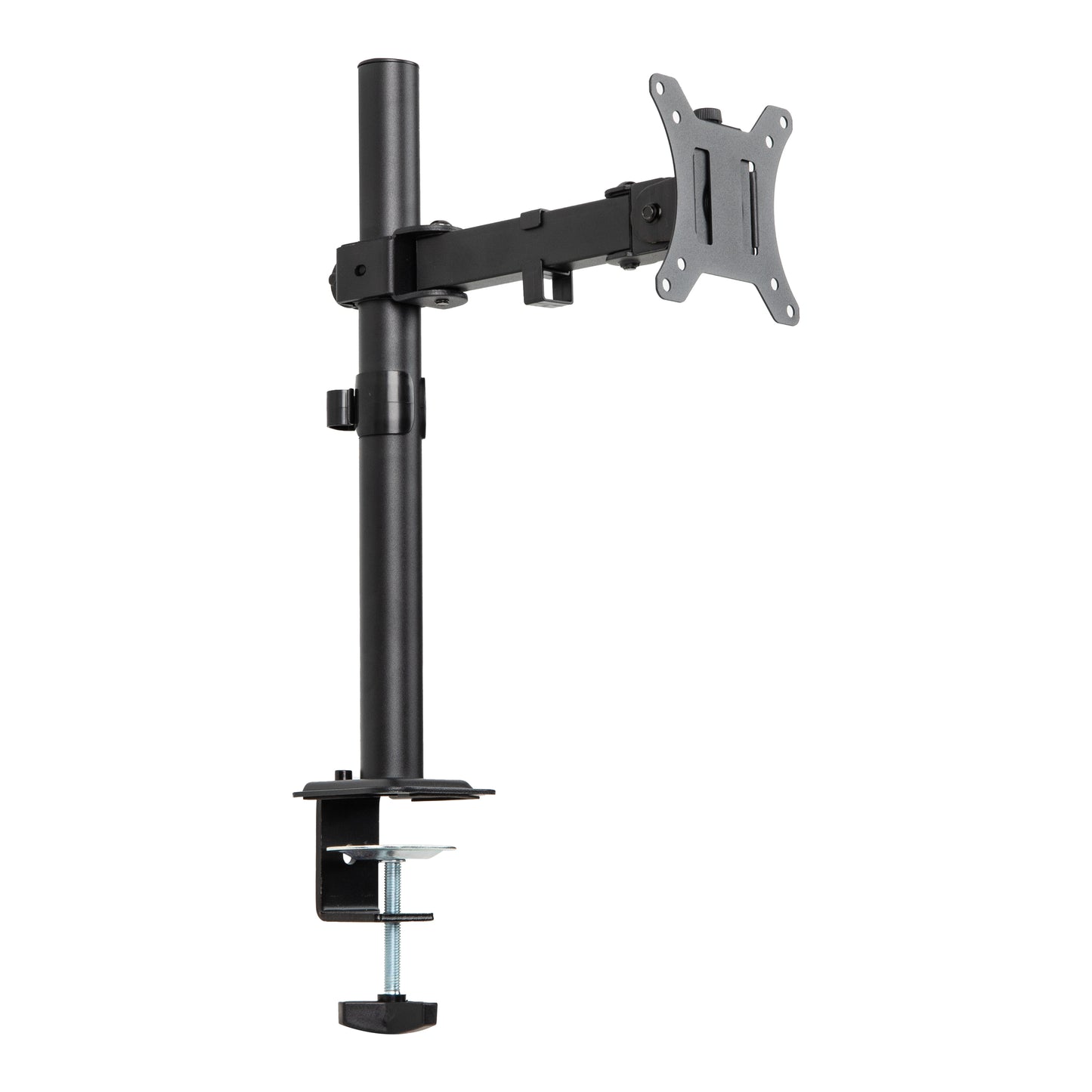 Mind Reader Single Monitor Desk Mount for 13–32 Inch Screens, Adjustable Arm with 180° Rotation, ±90° Swivel, ±45° Tilt, VESA 75x75/100x100, Integrated Cable Management, Up to 17.6 lbs Load, Black