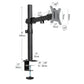 Mind Reader Single Monitor Desk Mount for 13–32 Inch Screens, Adjustable Arm with 180° Rotation, ±90° Swivel, ±45° Tilt, VESA 75x75/100x100, Integrated Cable Management, Up to 17.6 lbs Load, Black
