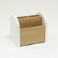 Mind Reader Desktop Organizer with 4 Compartments, Natural Wood and Matte Finish Sides, Compact Desk Storage, Wood