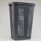 Mind Reader Slim Tapered Laundry Hamper with Lid, 50L Plastic Clothes Basket with Swiss Cross Cut-Outs, Lightweight & Ventilated Laundry Bin with Handles