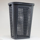 Mind Reader Slim Tapered Laundry Hamper with Lid, 50L Plastic Clothes Basket with Swiss Cross Cut-Outs, Lightweight & Ventilated Laundry Bin with Handles