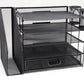 Mind Reader Mesh Desk Organizer, 4 Trays, 1 Drawer, File Holder, 2 Pen Cups, Office Desktop Organizer, Metal Mesh, Black