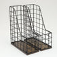 Mind Reader Vertical File Organizer with Wood Base and Black Metal Frame, Desktop Magazine Holder, Modern File Rack, Metal and Wood, Black