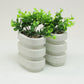 Mind Reader Ribbed Cement Planter Bookends, Faux Greenery for Shelves and Desk Decor, Set of 2, White