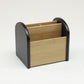 Mind Reader Desktop Organizer with 4 Compartments, Natural Wood and Matte Finish Sides, Compact Desk Storage, Wood