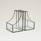 Mind Reader Terrarium Bookends, Decorative Book Holders with Storage, Modern Organizer for Desk or Shelf, Glass, Metal, Set of 2