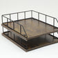 Mind Reader 2-Tier Rustic Paper Tray Organizer with Metal Frame, Wood Base for Desk or Office, Stackable, Metal and Wood, Black