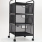 Mind Reader Network Collection, Rolling Storage Cart with 3 Removable Drawers, Utility Cart, Omnidirectional Wheels, Desk and Bathroom Organizer, Lightweight and Portable, Metal Mesh, Black