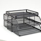 Mind Reader 2 Tier Paper Tray with Top Supply Compartment, Desktop File Organizer, Metal Mesh, Black