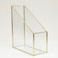 Mind Reader Vertical Glass File Holder with Copper Trim, Angled Magazine Organizer for Documents, Folders & Mail, Glass and Copper, Clear