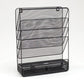 Mind Reader 4-Tier Vertical File Storage, Desktop Organizer, Wall Mount, Office, Metal Mesh, 12.5"L x 4"W x 16.5"H, Black