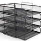 Mind Reader Stackable Paper Tray, Desktop Organizer, File Storage, Office, Metal Mesh, 10.5"L x13.5"W x11.25"H, 4 Pcs., Black