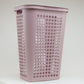 Mind Reader Slim Tapered Laundry Hamper with Lid, 50L Plastic Clothes Basket with Swiss Cross Cut-Outs, Lightweight & Ventilated Laundry Bin with Handles