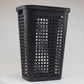 Mind Reader Slim Tapered Laundry Hamper with Lid, 50L Plastic Clothes Basket with Swiss Cross Cut-Outs, Lightweight & Ventilated Laundry Bin with Handles