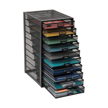 Mind Reader Network Collection, 10-Drawer File Storage, Desk Organizer, Label Frame on Each Drawer, Metal Mesh, Multi-Purpose, 10.75"L x 14"W x 21.25"H