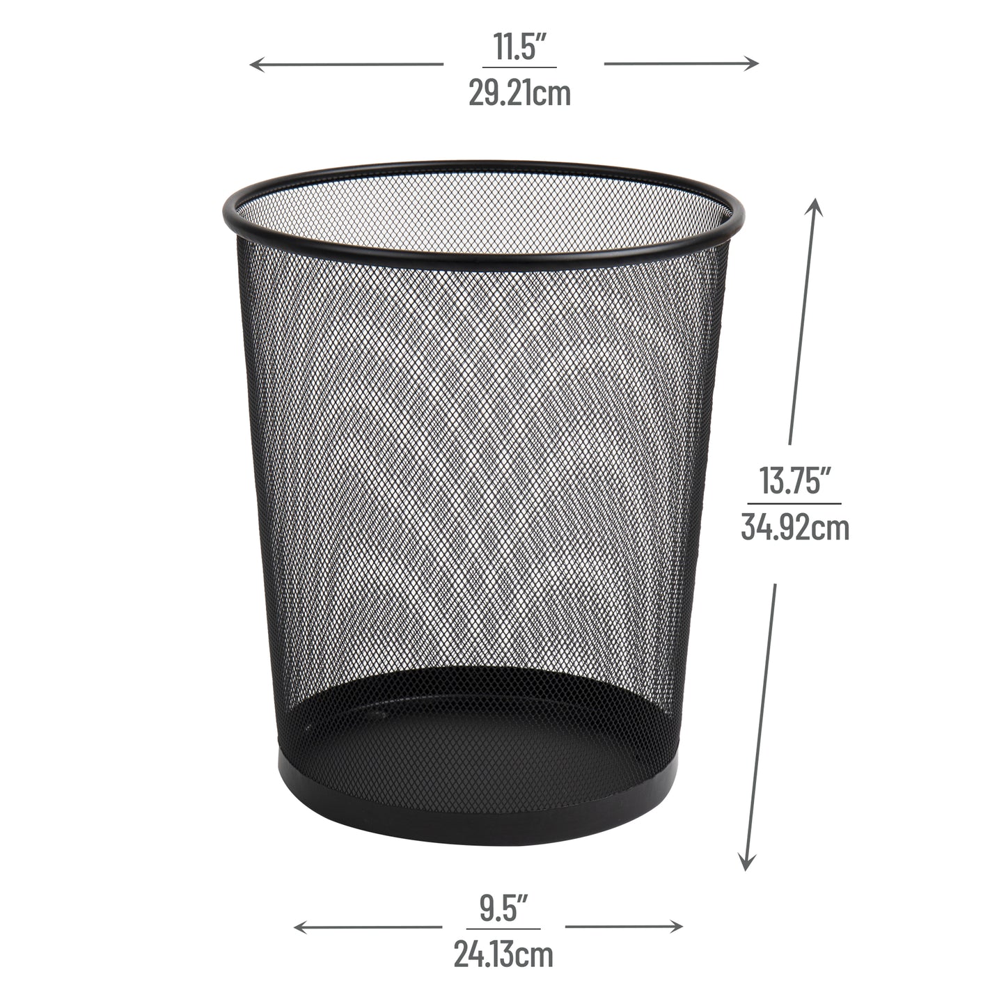 Mind Reader Mesh Trash Can, 16.65L (4.4 gal), Waste Paper Basket, Round, Office, Metal Mesh, 11.5"L x 11.5"W x 13.75"H