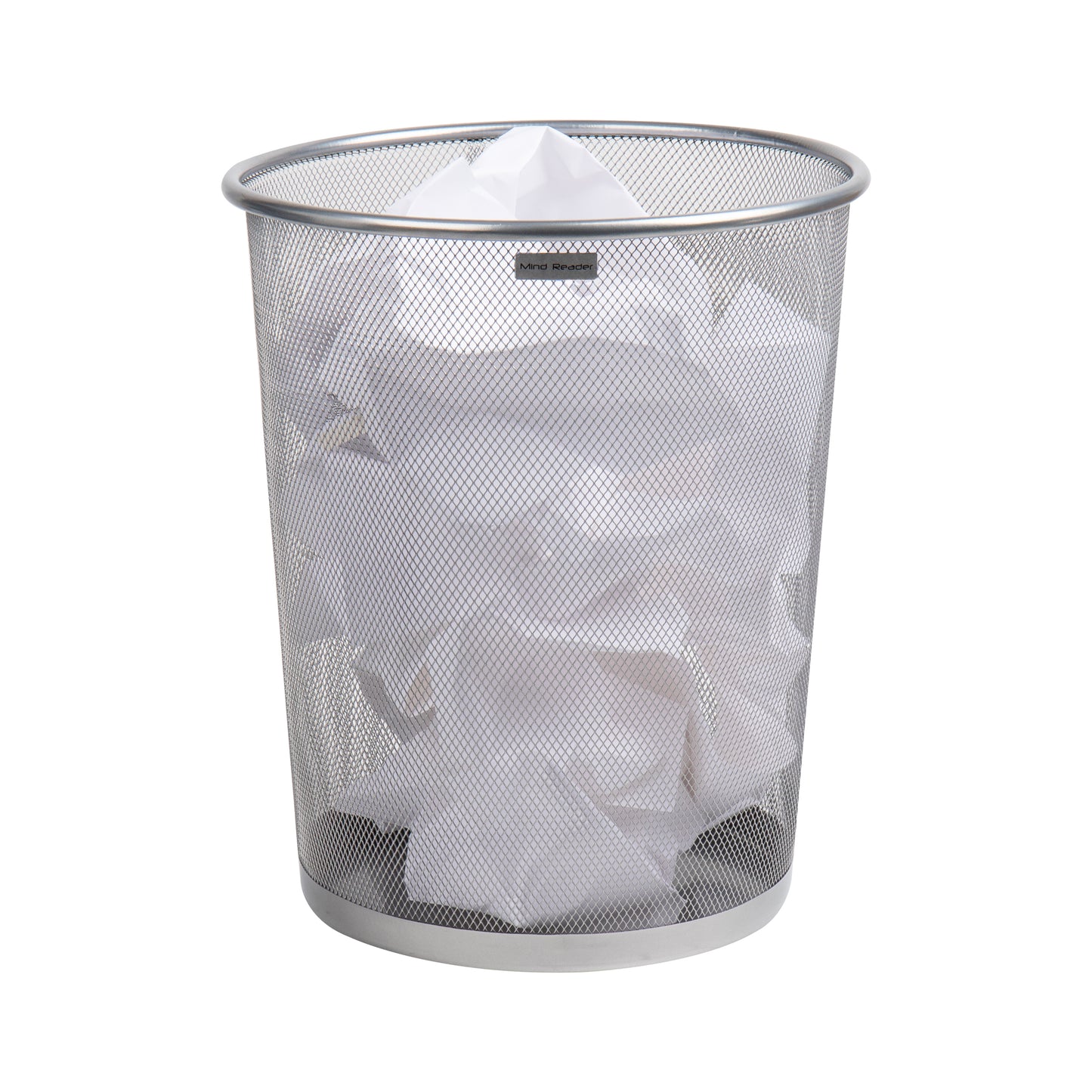 Mind Reader Mesh Trash Can, 16.65L (4.4 gal), Waste Paper Basket, Round, Office, Metal Mesh, 11.5"L x 11.5"W x 13.75"H