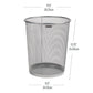 Mind Reader Network Collection, Waste Paper Basket, 4.5 Gallon Capacity, Reinforced Solid Rim and Base, Metal Mesh