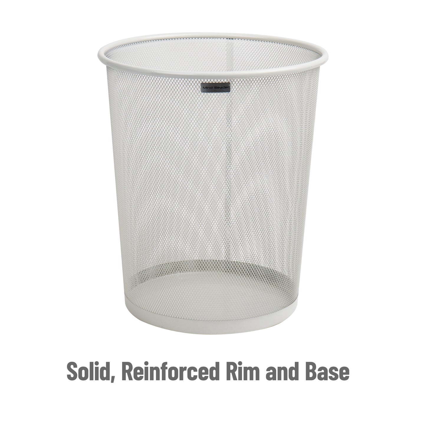 Mind Reader Mesh Trash Can, 16.65L (4.4 gal), Waste Paper Basket, Round, Office, Metal Mesh, 11.5"L x 11.5"W x 13.75"H