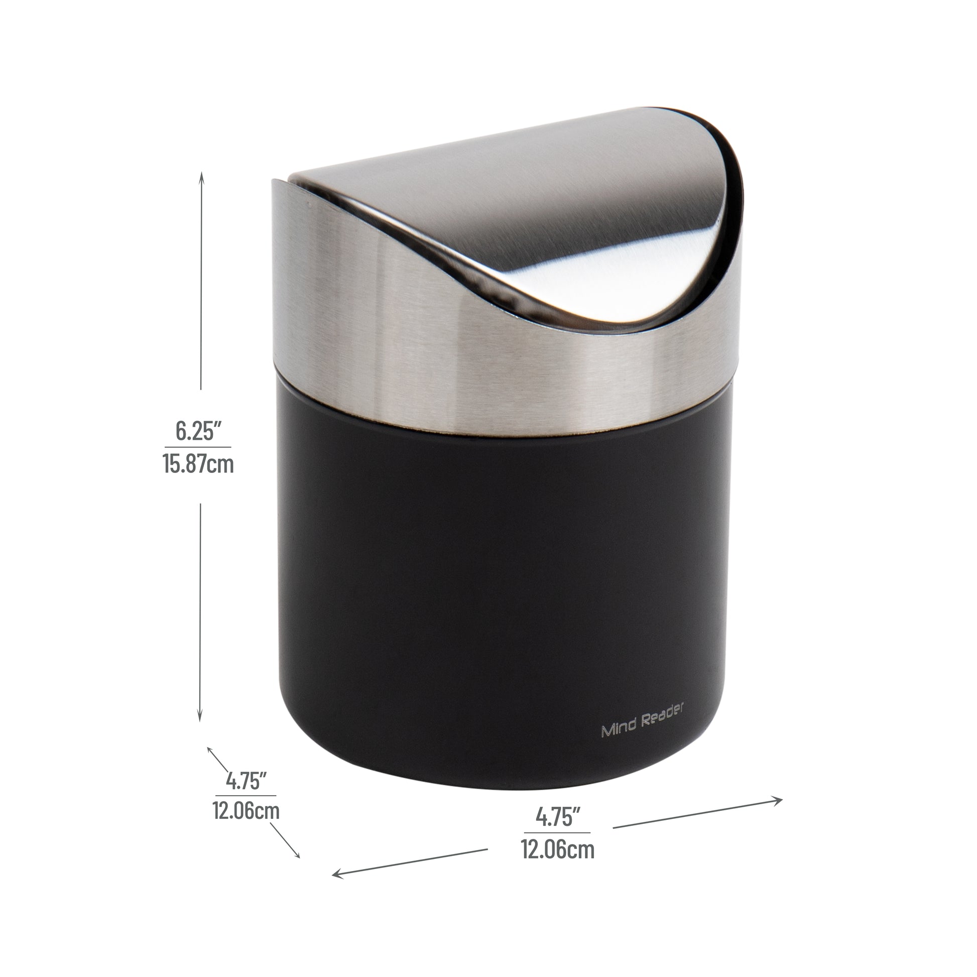 RW Clean Stainless Steel Mini Trash Can - Countertop - 4 3/4 x 4 3/4 x 7  - 1 count box