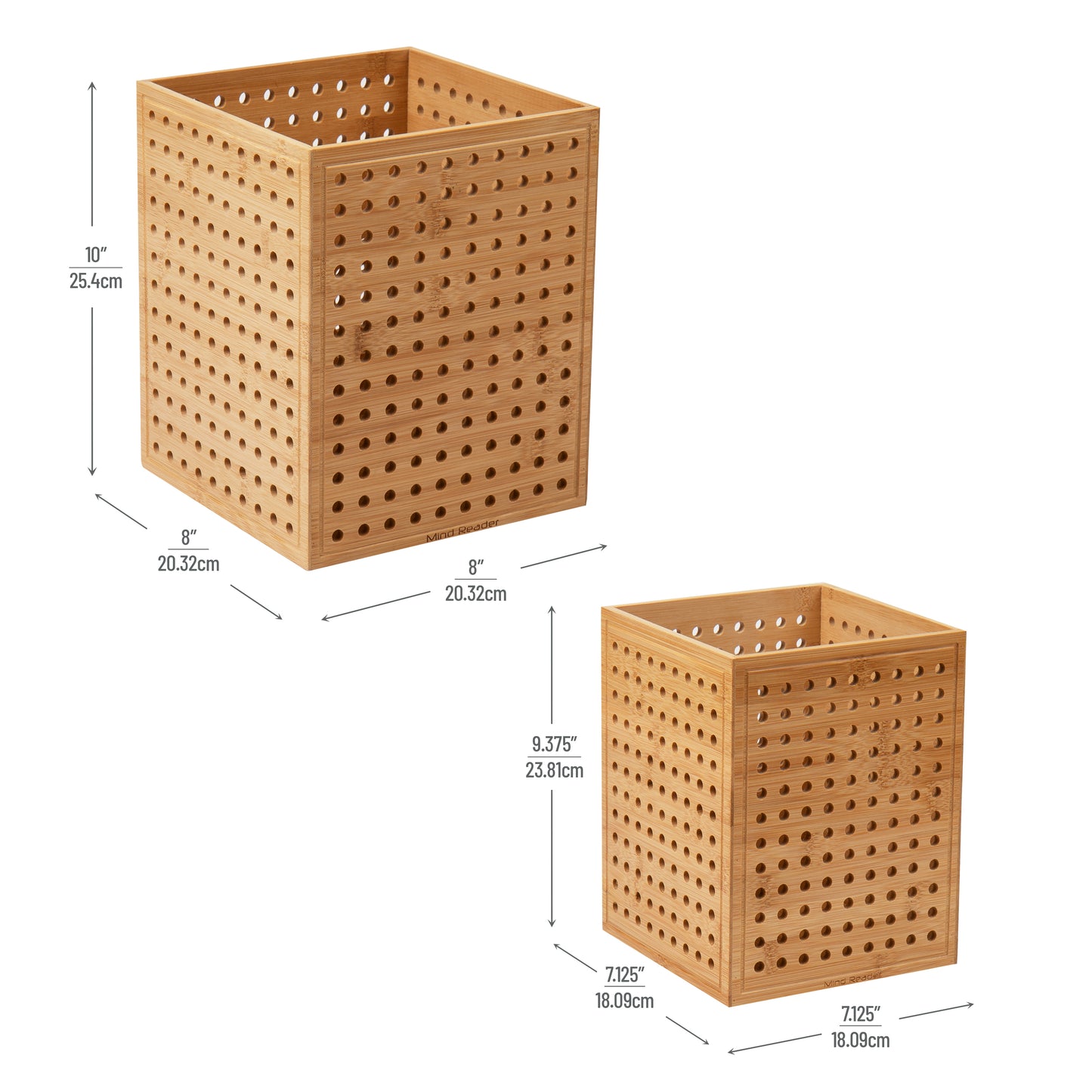 Mind Reader Lattice Collection, Wastepaper Basket Set, Office, Restroom, Rayon from Bamboo, Brown