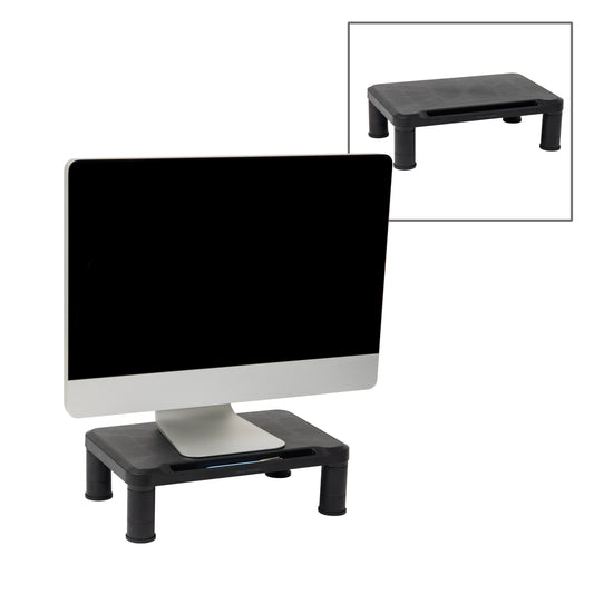 Mind Reader Monitor Stand, Height Adjustable, Laptop, Computer, Riser, Office, 14.5"L x 10.5"W x 5.25"H, Set of 2, Black