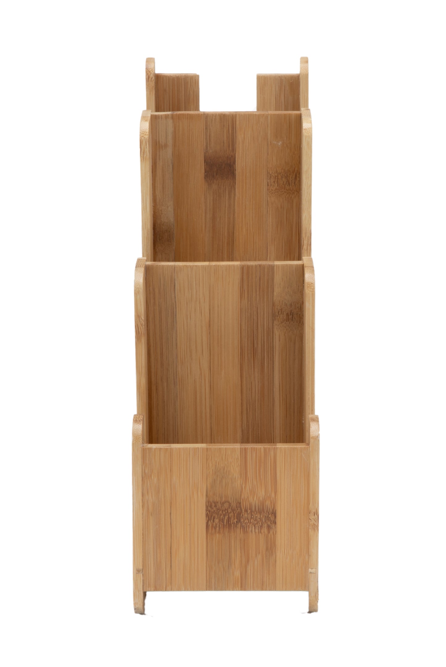 Mind Reader Bali Collection, 3-Compartment Graduated Bamboo Cup Storage, Countertop Organizer, Brown