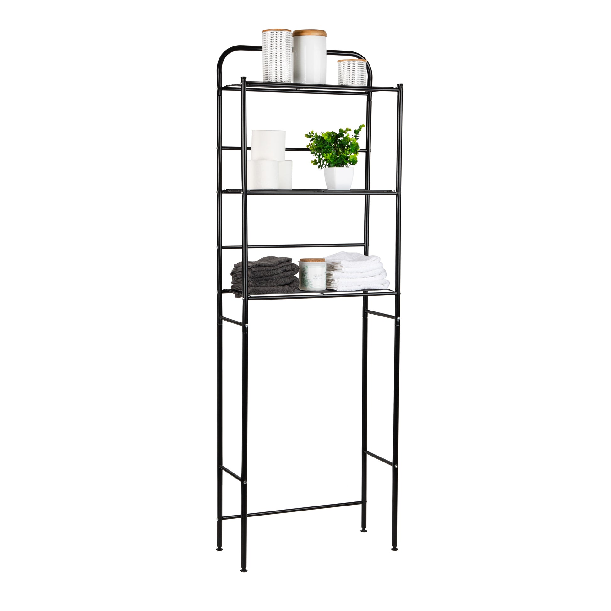 3 Shelf Metal Over The Toilet Space Saver And Organizer Black