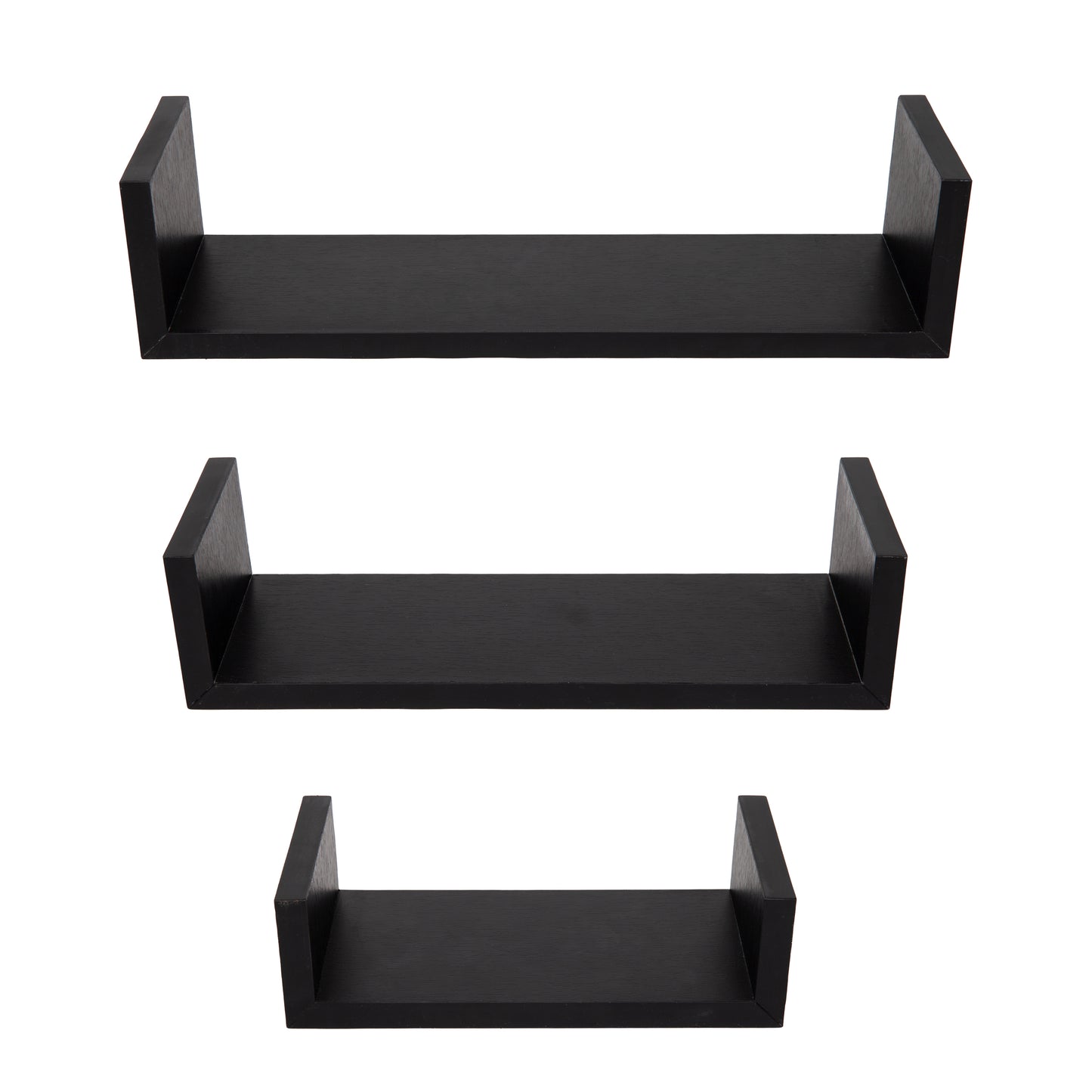 Mind Reader Floating Shelves with Invisible Brackets for Living Room, Bedroom, Bathroom, Kitchen, Set of 3, 16.75"L x 4.5"W x 4."H