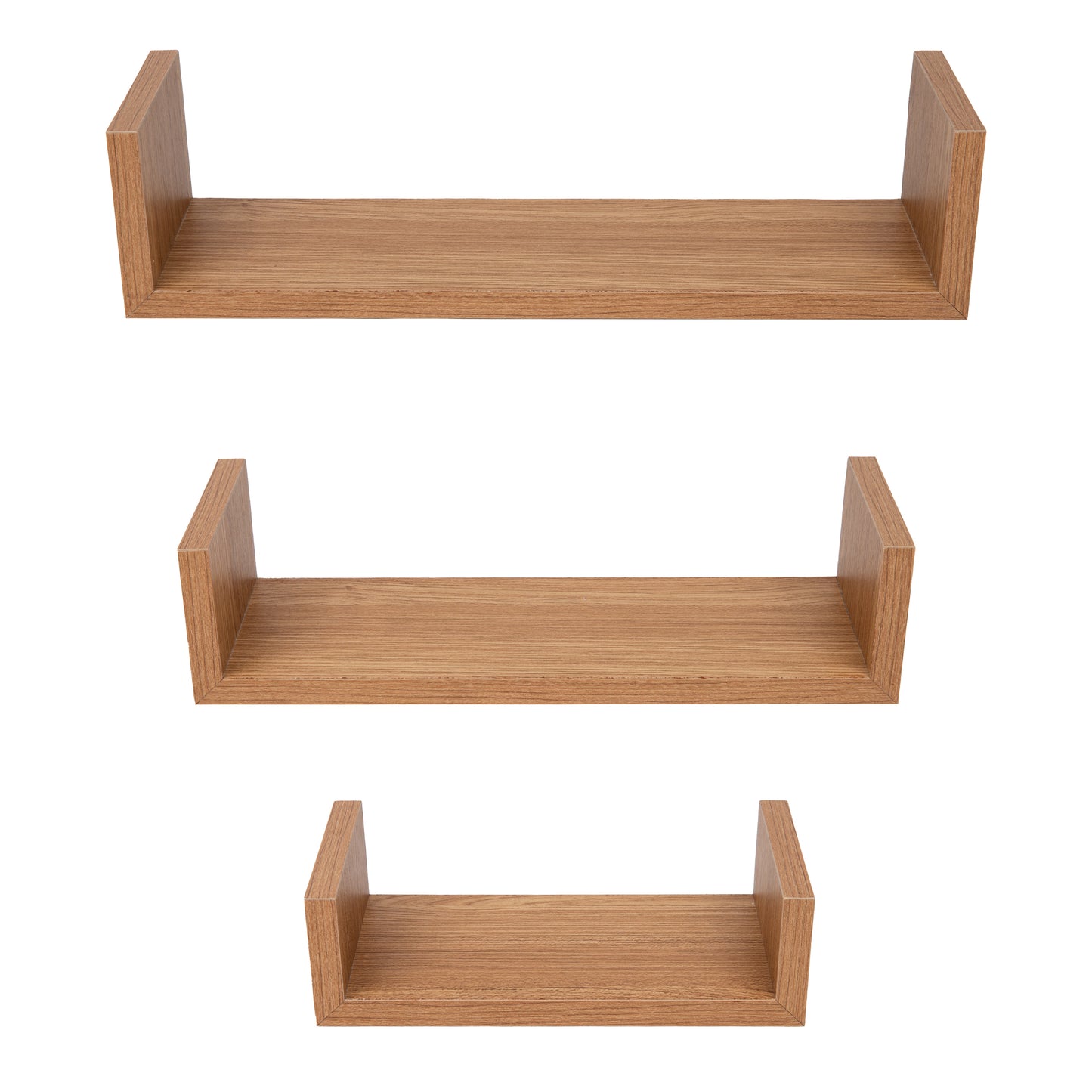 Mind Reader Floating Shelves with Invisible Brackets for Living Room, Bedroom, Bathroom, Kitchen, Set of 3, 16.75"L x 4.5"W x 4."H