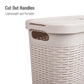 Mind Reader 40L Slim Laundry Hamper, Clothes Basket, Lid, Wicker Design, Plastic, 18"L x 10.4"W x 23.5"H