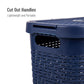 Mind Reader 40L Slim Laundry Hamper, Clothes Basket, Lid, Wicker Design, Plastic, 18"L x 10.4"W x 23.5"H