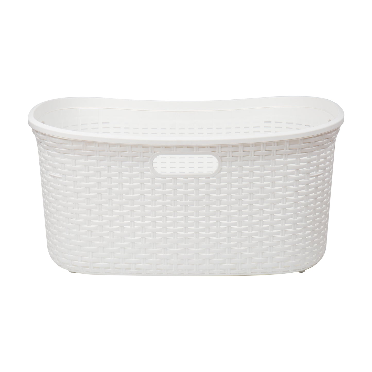 Mind Reader 40L Laundry Basket, Clothes Hamper, Wicker Design, Plastic, 23"L x 14.5"W x 11"H