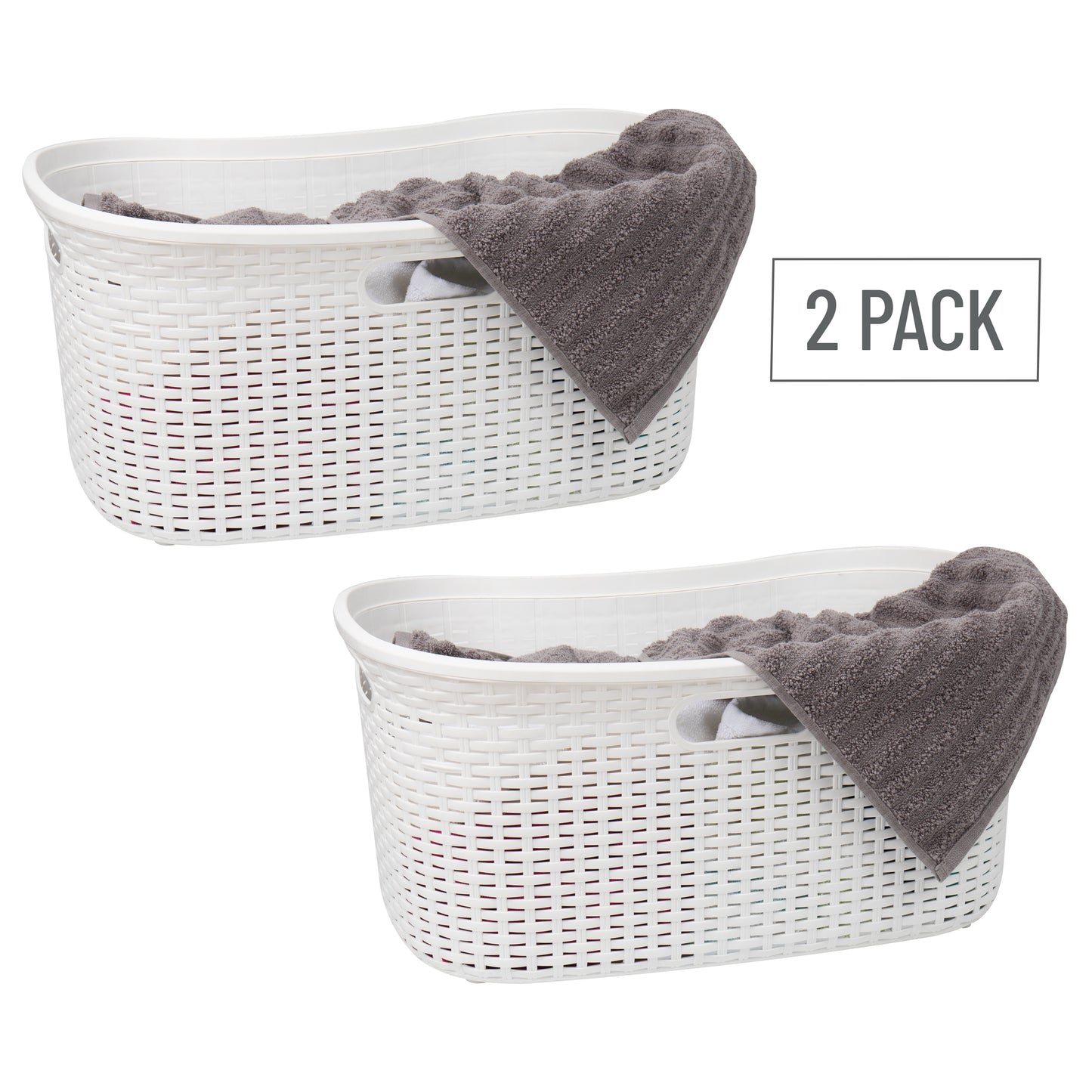 Mind Reader Basket Collection, Laundry Basket, 40 Liter (10kg/22lbs) Capacity, Premium Wicker Look, Cut Out Handles, Ventilated