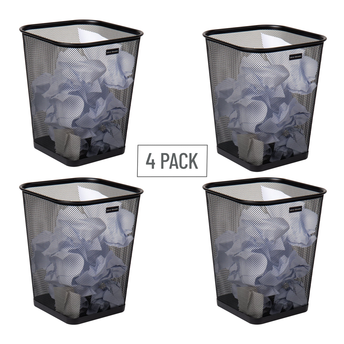 Mind Reader Network Collection, Waste Paper Basket, 5 Gallon Capacity, Reinforced Solid Rim and Base, Metal Mesh