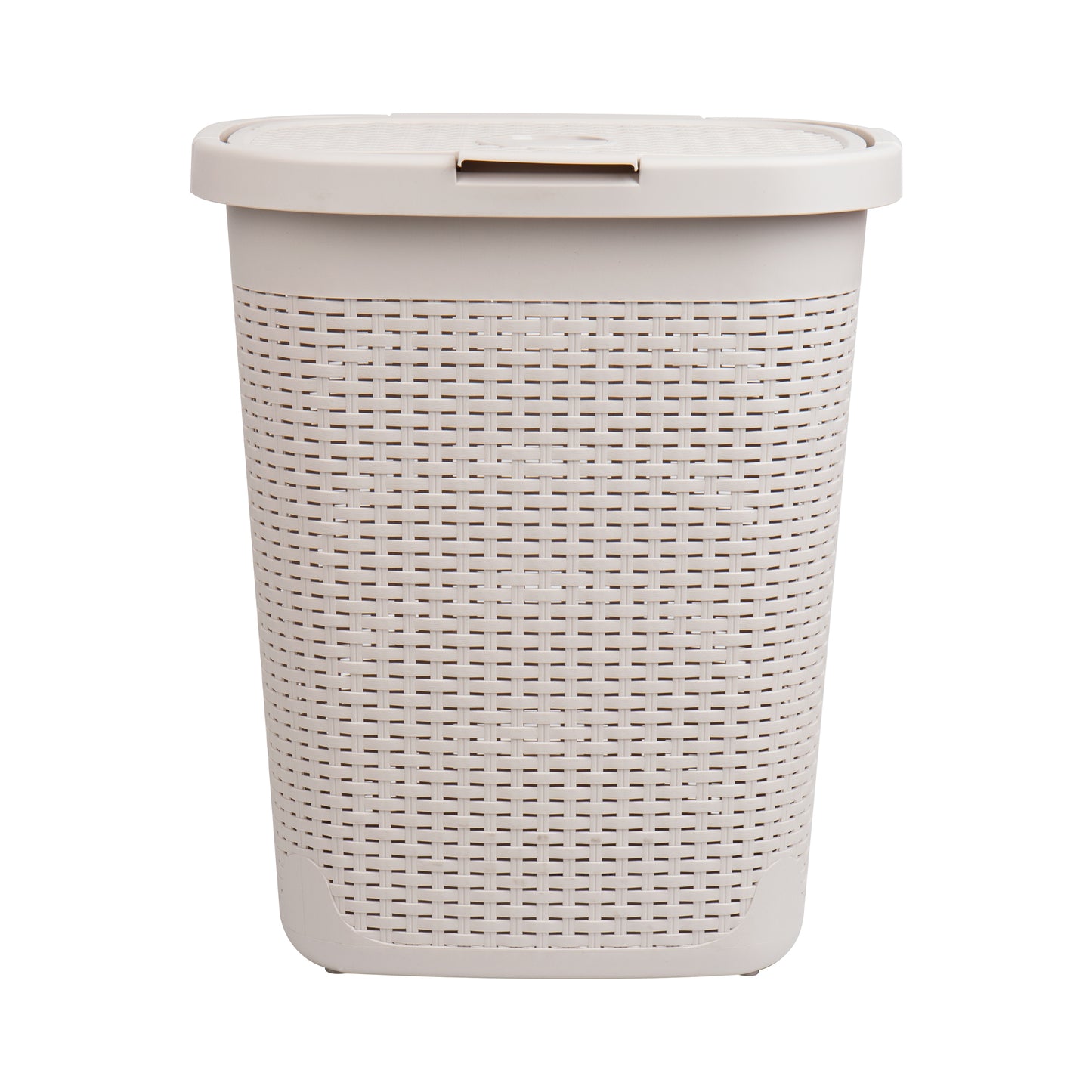 Mind Reader 50L Slim Laundry Hamper, Clothes Basket, Lid, Wicker Design, Plastic, 17.65"L x 13.75"W x 21"H