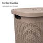 Mind Reader 50L Slim Laundry Hamper, Clothes Basket, Lid, Wicker Design, Plastic, 17.65"L x 13.75"W x 21"H