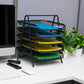 Mind Reader Network Collection, 5-Tier Paper Tray and 10 File Folders, File Storage, Desktop Organizer, Metal Mesh, Black