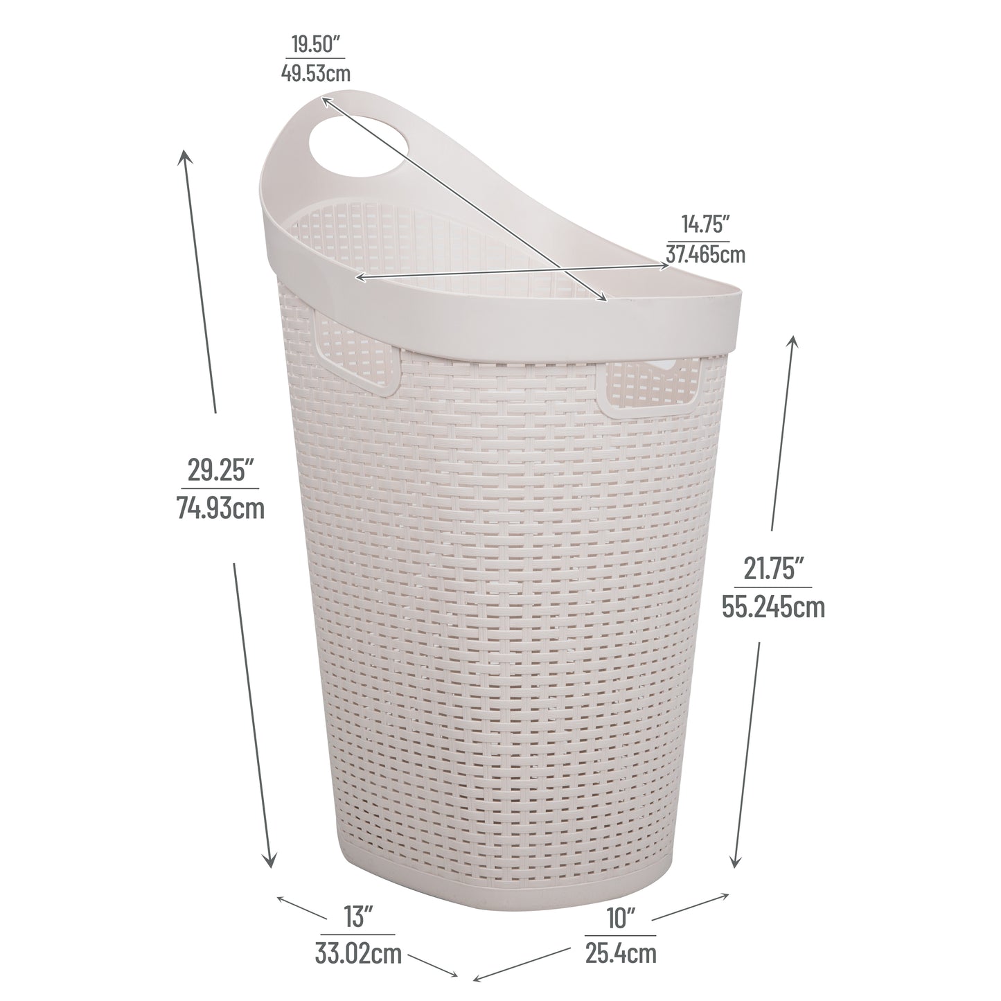 Mind Reader 60L Rolling Laundry Hamper, Clothes Basket, Wheels, Wicker Style, Plastic, 19.5"L x 14.75"W x 29.25"H