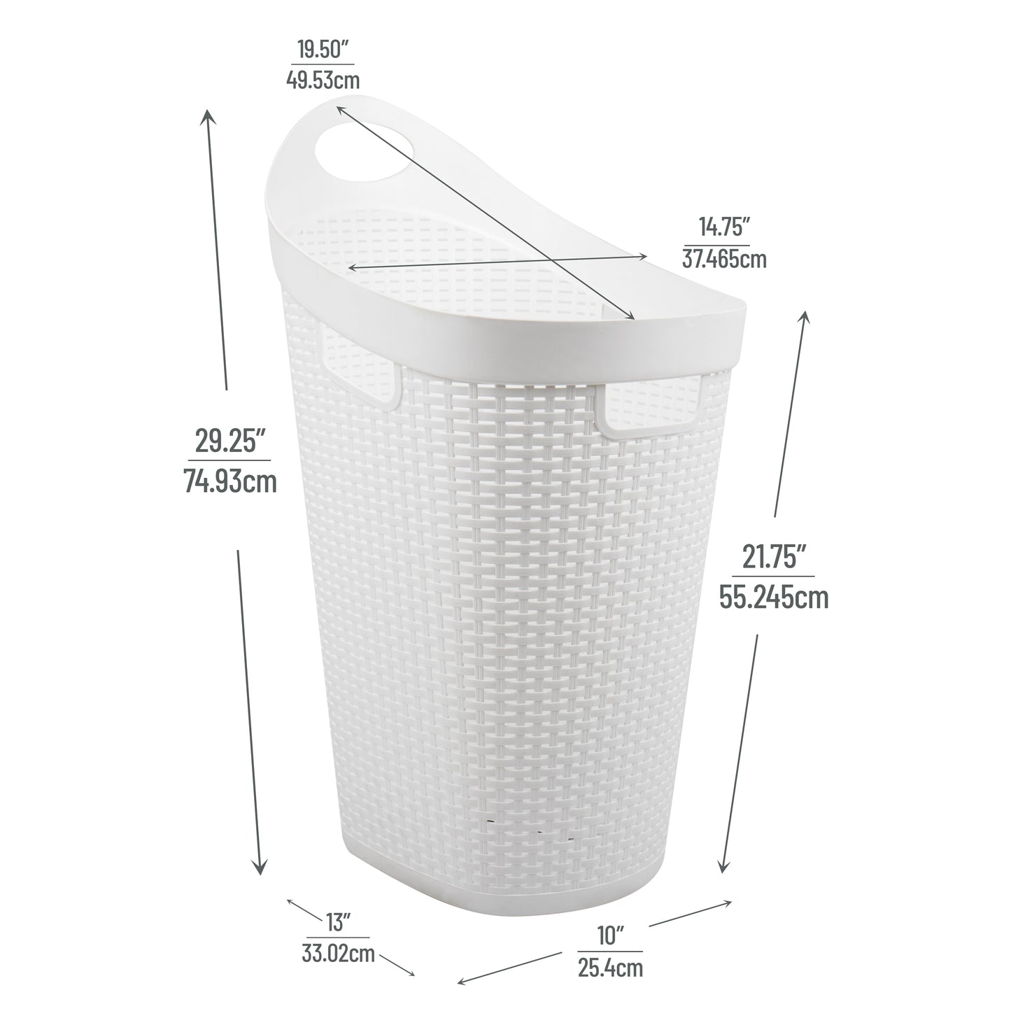 Mind Reader 60L Rolling Laundry Hamper, Clothes Basket, Wheels, Wicker Style, Plastic, 19.5"L x 14.75"W x 29.25"H