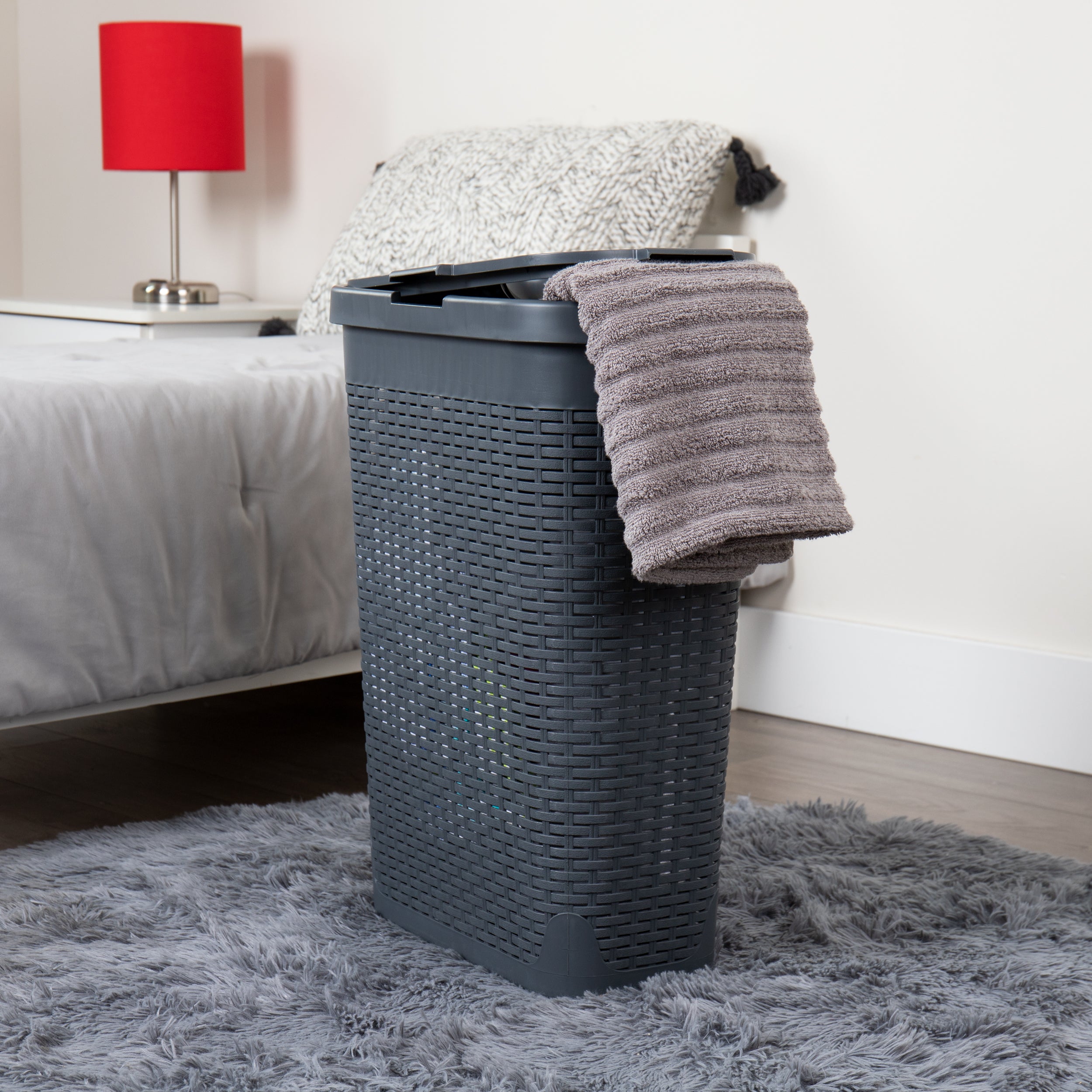 Slim laundry hamper clearance with lid