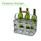 Mind Reader 6-Bottle Caddy with Handle, Wine and Stemware Holder, Kitchen Organizer, Outdoor Entertainment, Portable, Galvanized Metal, Silver