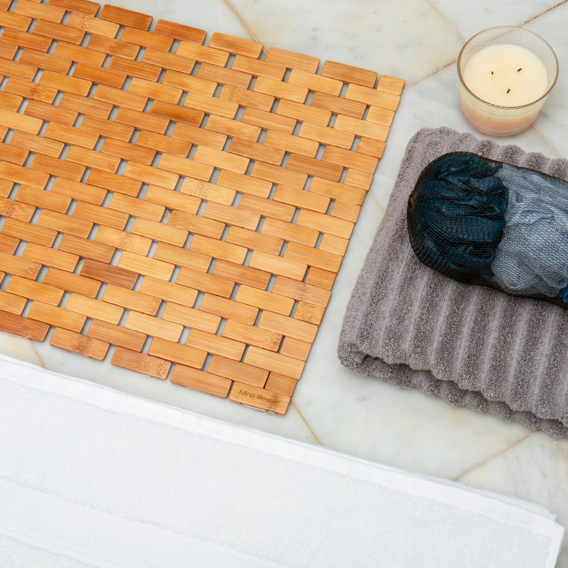 Mind Reader Flexible Mildew Resistant Bamboo Bath Mat Environmentally  Friendly