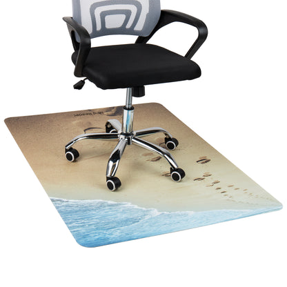 Mind Reader 9-to-5 Collection, Office Chair Mat for Hardwood Floors, Polycarbonate, Life's a Beach Art, 47.25"L x 35.25"W x 0.125"H, Tan