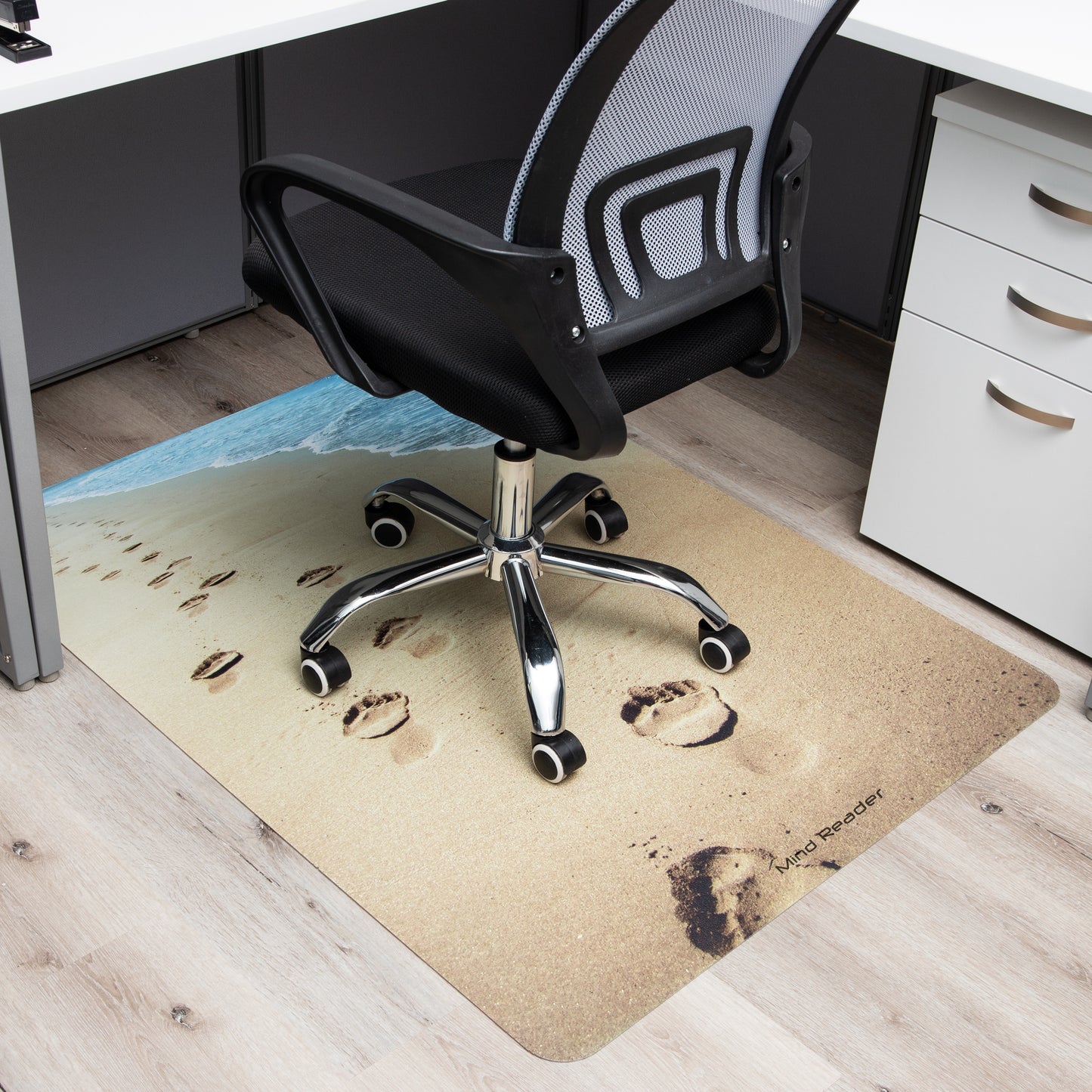 Mind Reader Office Chair Mat for Hardwood Floors, Under Desk Floor Protector, Polycarbonate, 47.25"L x 35.25"W x 0.125"H, Tan