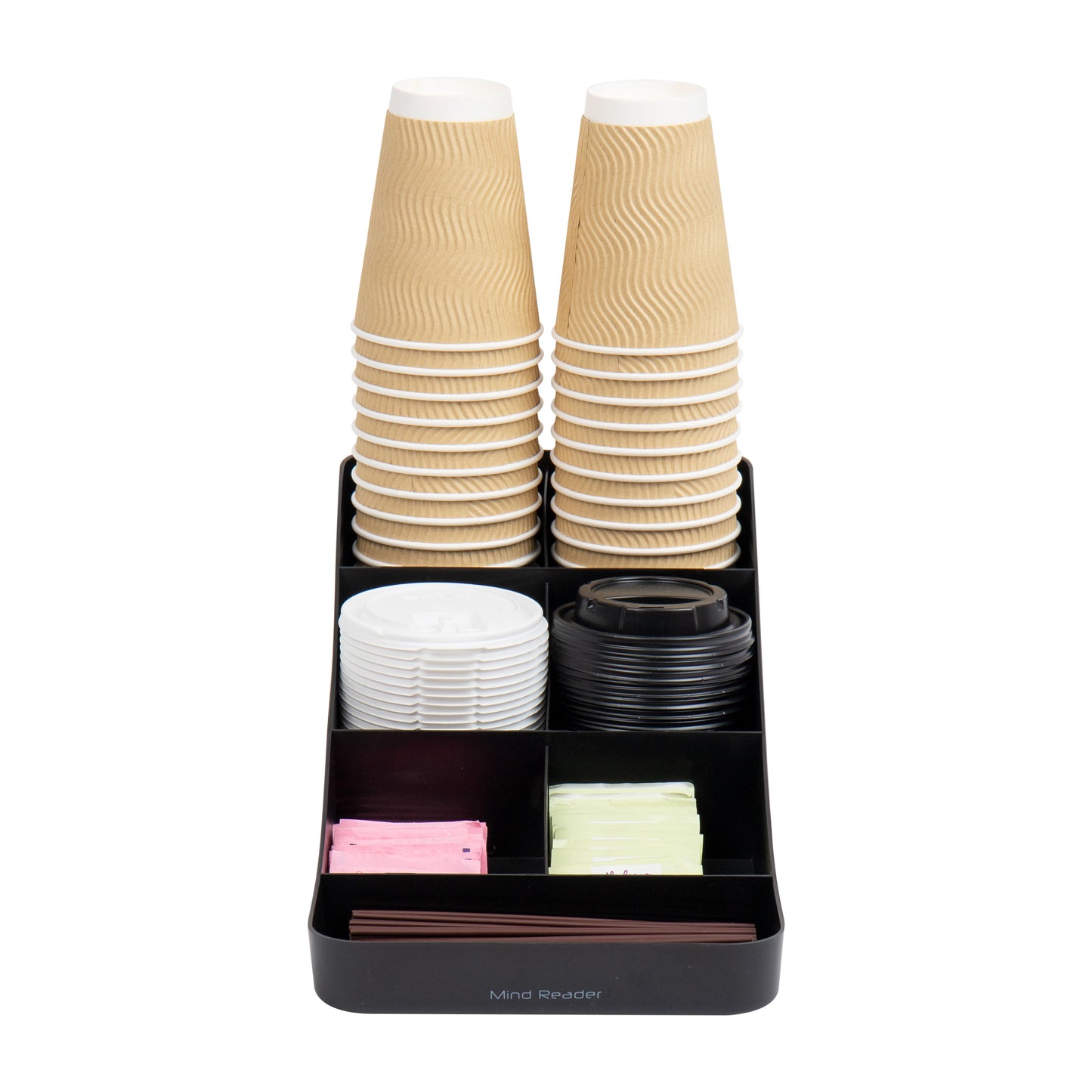 Mind Reader Anchor Collection, 7-Compartment Coffee Cup and Condiment Countertop Organizer