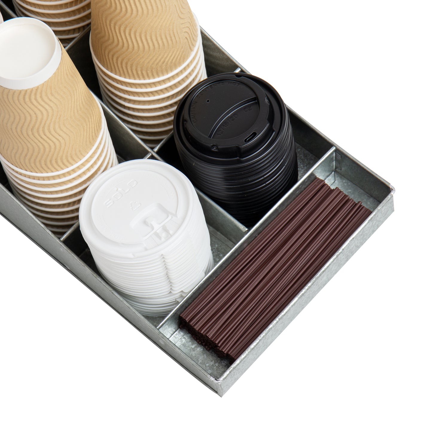 Mind Reader Anchor Collection, 7-Compartment Coffee Cup and Condiment Countertop Organizer, 15.5"L x 7.25"W x 5.25"H, Black